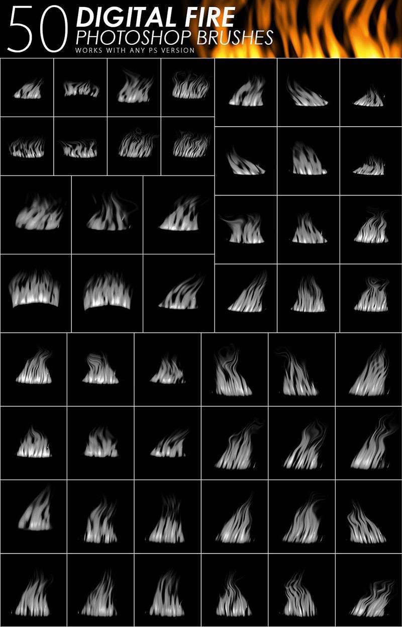 逼真火焰燃烧效果ps笔刷 笔刷资源 sucaiwan.com
