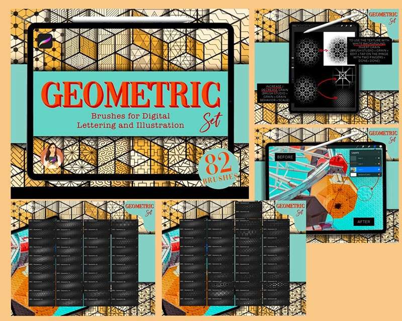 300+半色调复古纹理Procreate笔刷套装 笔刷资源 sucaiwan.com