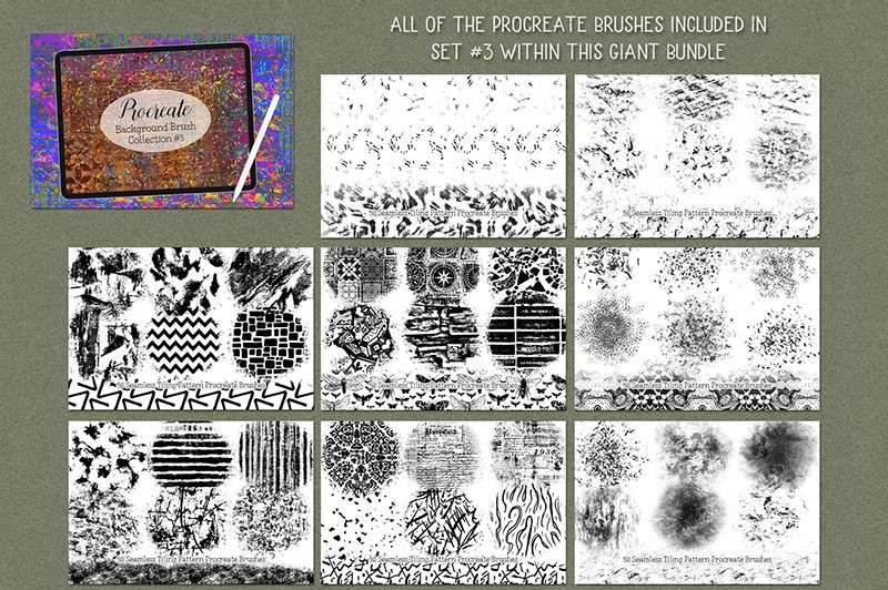 3套独特的抽象纹理图案Procreate笔刷 笔刷资源 sucaiwan.com