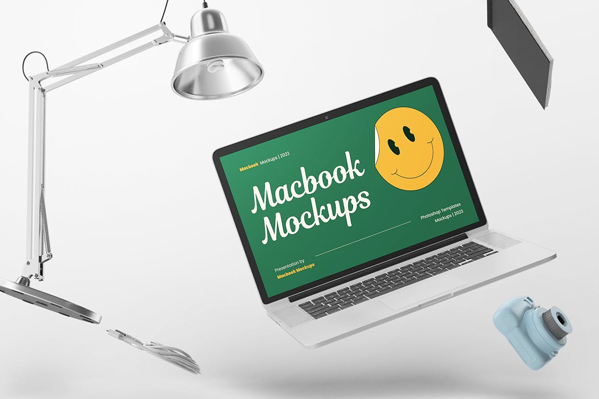 办公元素Macbook笔记本电脑样机 Macbook Office Desk Mockup 样机素材 sucaiwan.com