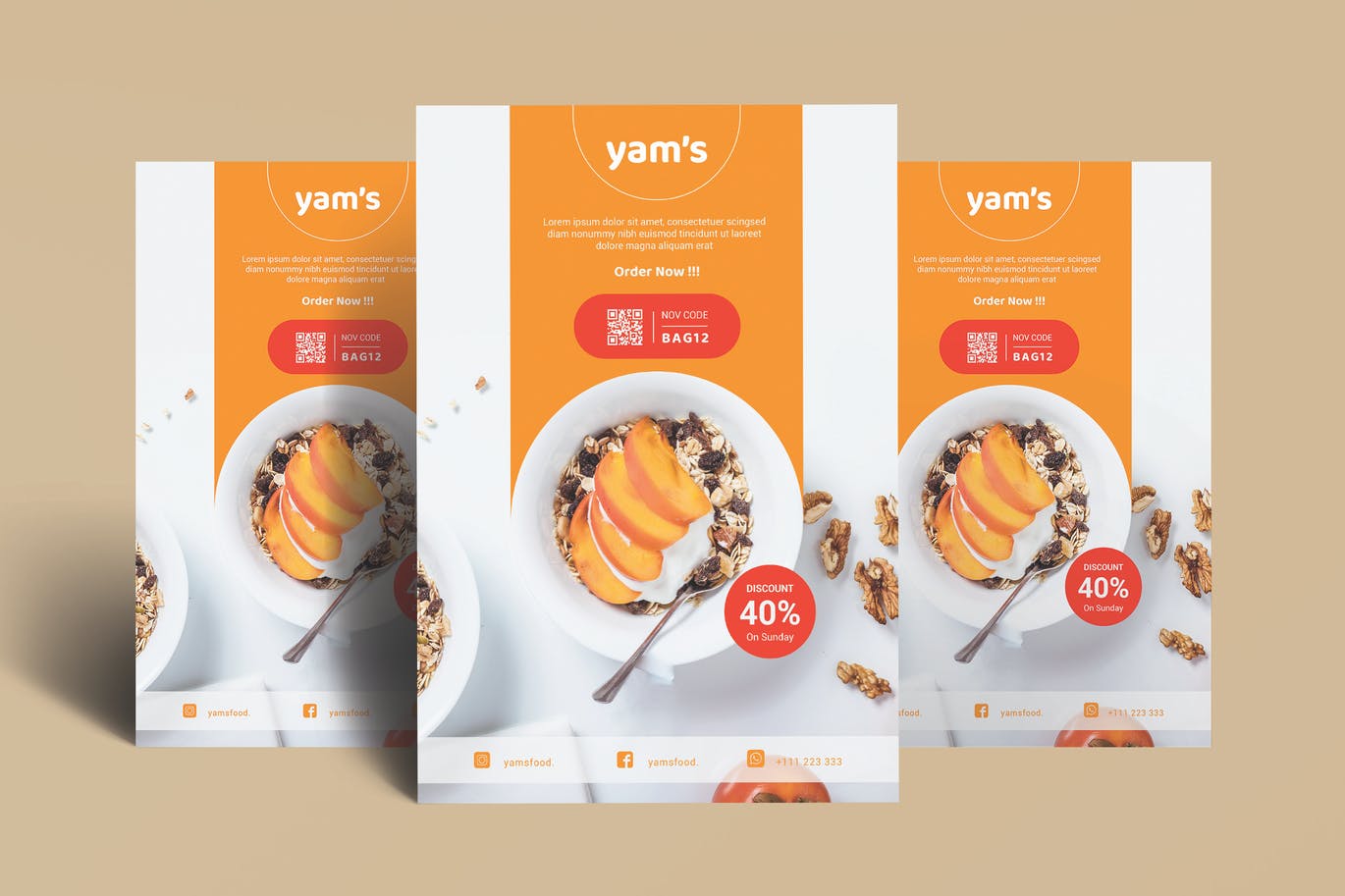 极简主义健康食品宣传单设计 Healthy Food – Flyer Template Design 设计素材 sucaiwan.com
