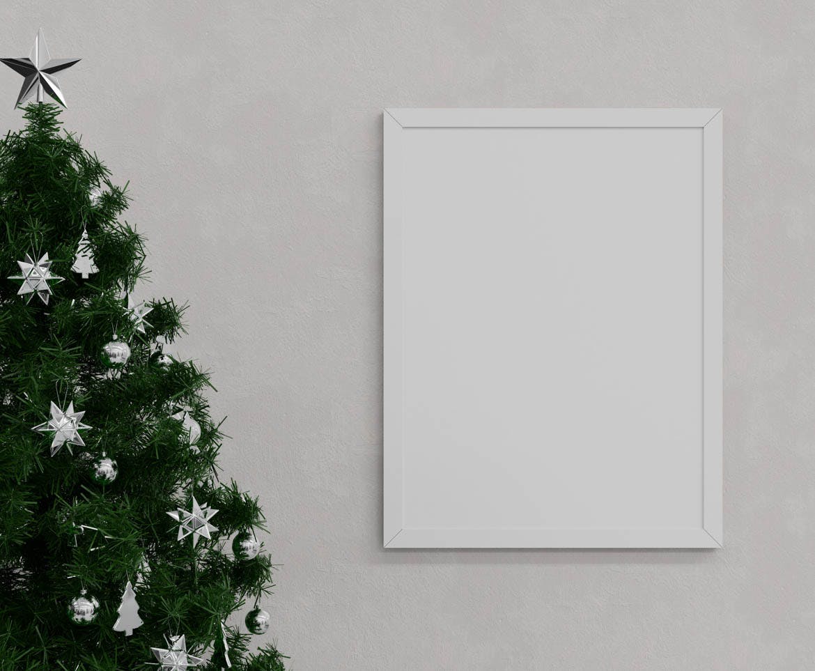 圣诞树画框相框样机模板 Christmas Frame Mockup 样机素材 sucaiwan.com