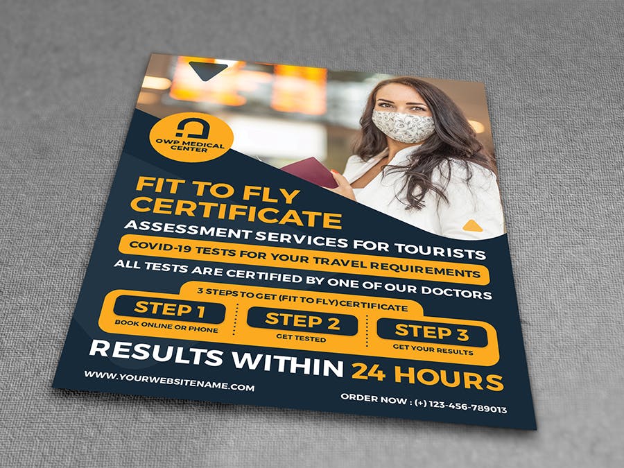 适飞证明证书传单素材 Fit to Fly Certificate Flyer Template 设计素材 sucaiwan.com