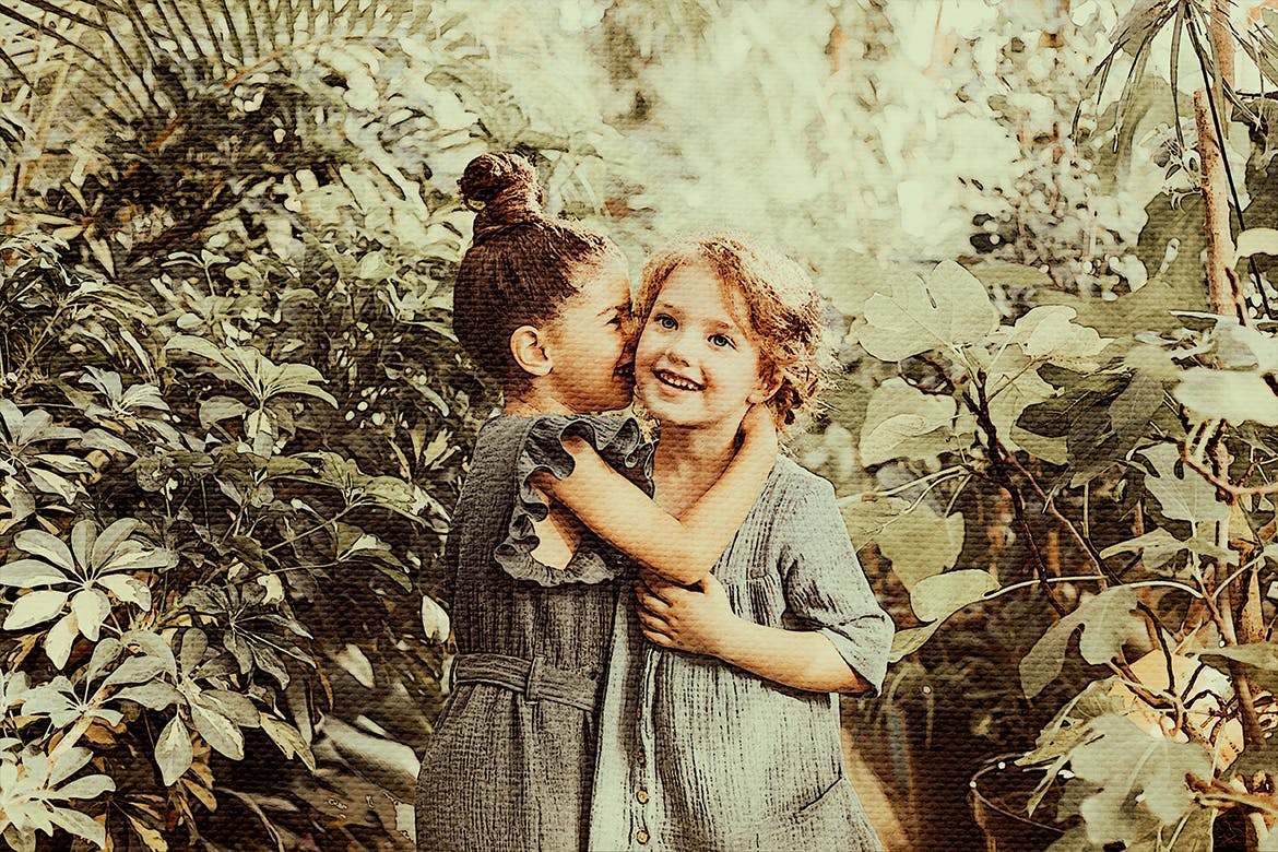 复古水彩作品效果照片处理PS动作 Vintage Watercolor PTS Action 插件预设 sucaiwan.com