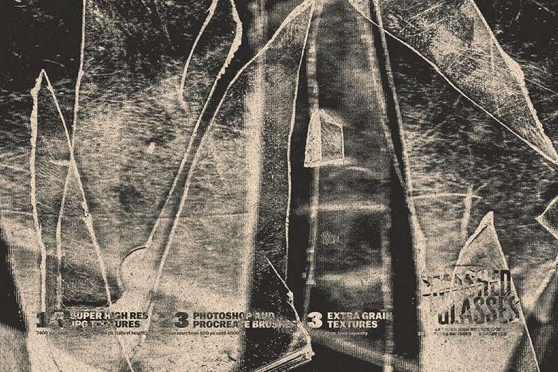 玻璃破碎效果PS和Procreate笔刷套装 笔刷资源 sucaiwan.com