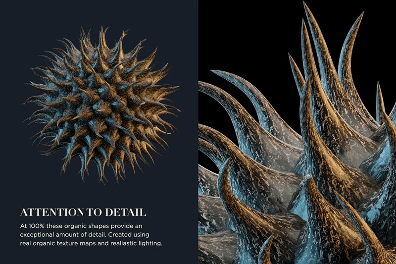 三维渲染现代科学化学蜂窝珊瑚有机生物抽象3D形状PNG素材 Organic Abstraction Vol.2 图标素材 sucaiwan.com