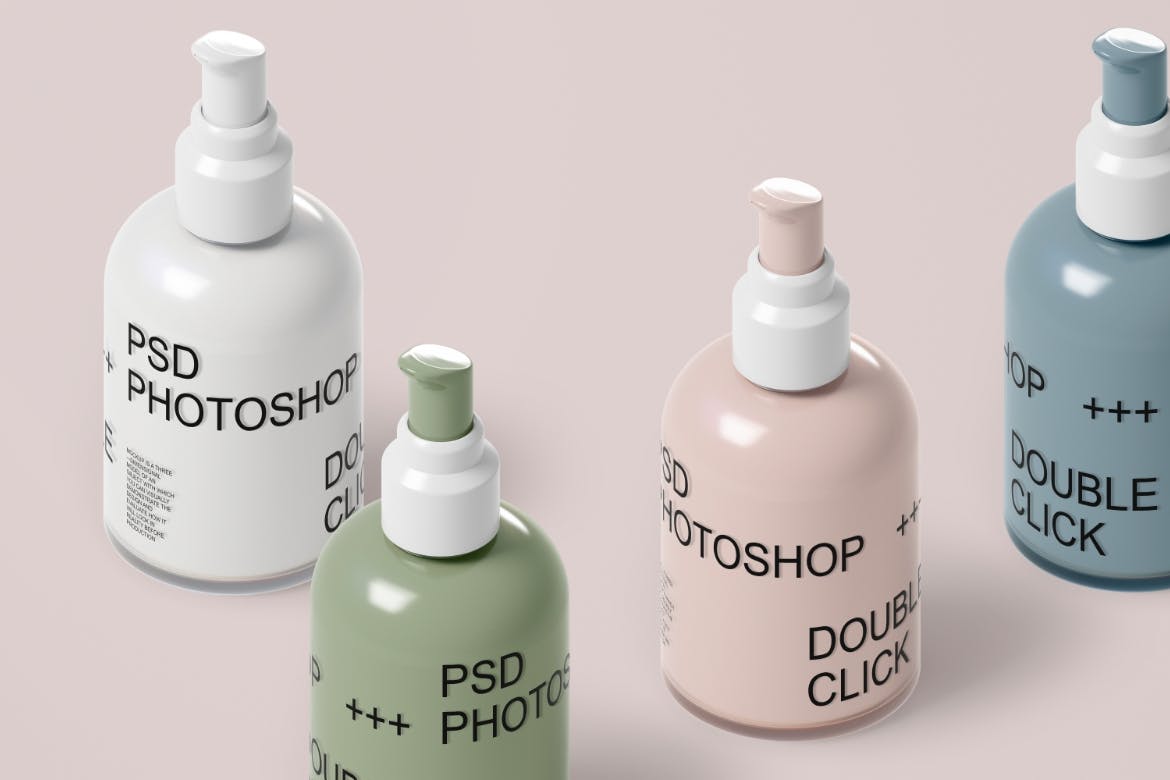 化妆品瓶产品包装样机集 Cosmetic Bottle Mockup Set 样机素材 sucaiwan.com