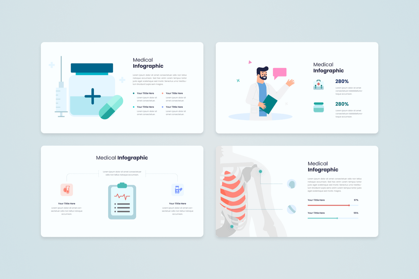 医疗信息图形插画图表素材 Medical Infographics Assets Illustrators 幻灯图表 sucaiwan.com
