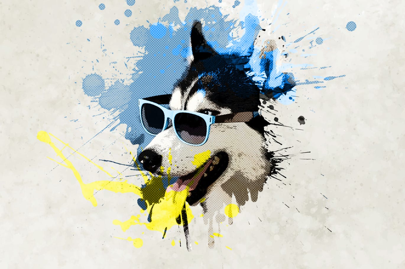 半色调泼墨效果PS动作 Halftone Paint Splash Photoshop Action 插件预设 sucaiwan.com