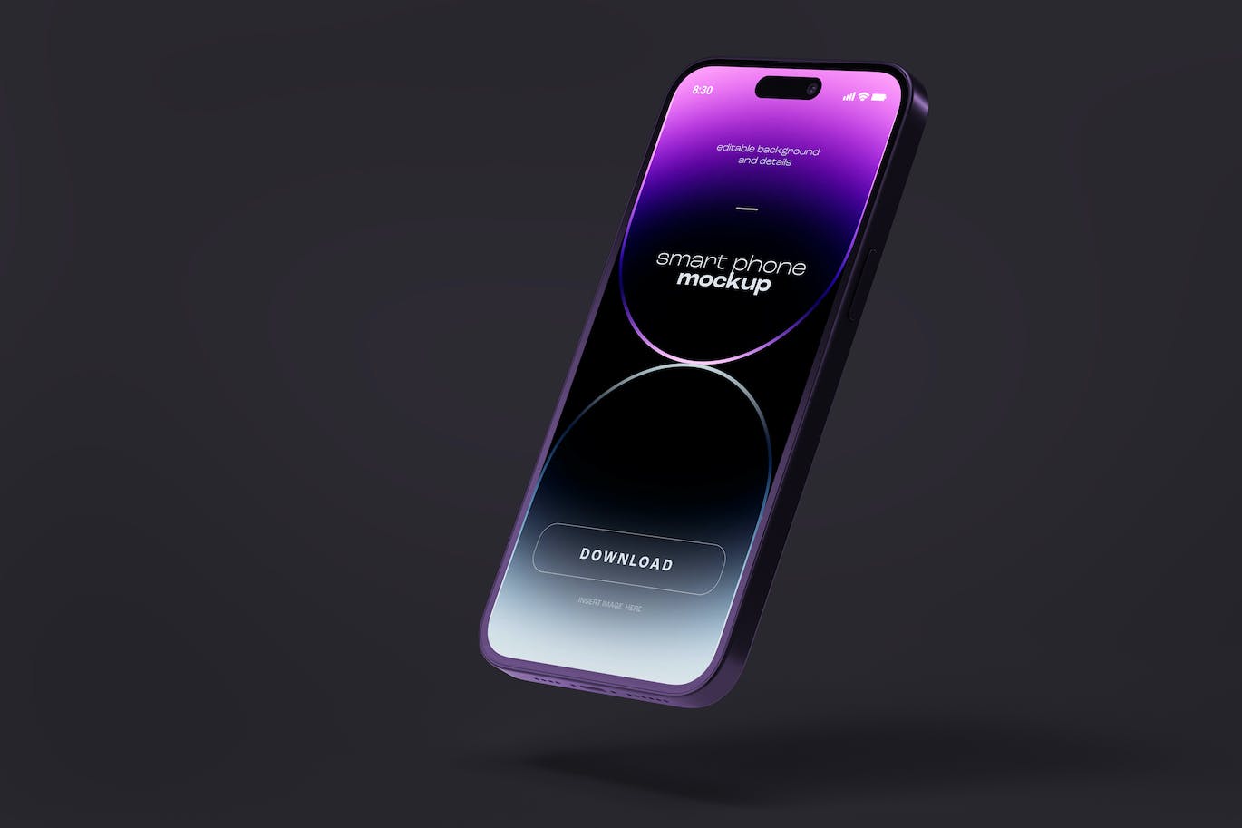 紫色iPhone 14 Pro手机样机 Dark iPhone 14 Pro Mockup 样机素材 sucaiwan.com