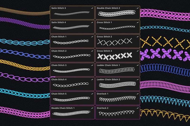 Procreate刺绣针线笔刷 笔刷资源 sucaiwan.com