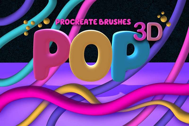 3D立体POP字体效果Procreate笔刷 笔刷资源 sucaiwan.com