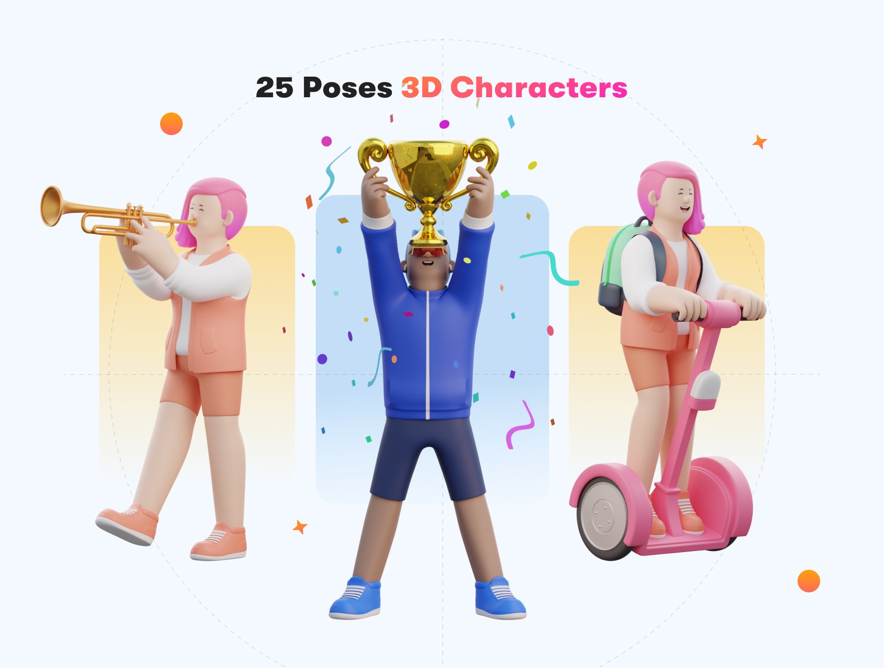 高质量三维渲染卡通度假游玩娱乐3D人物角色素材 Aisha – Holiday 3D Character Pack 图标素材 sucaiwan.com