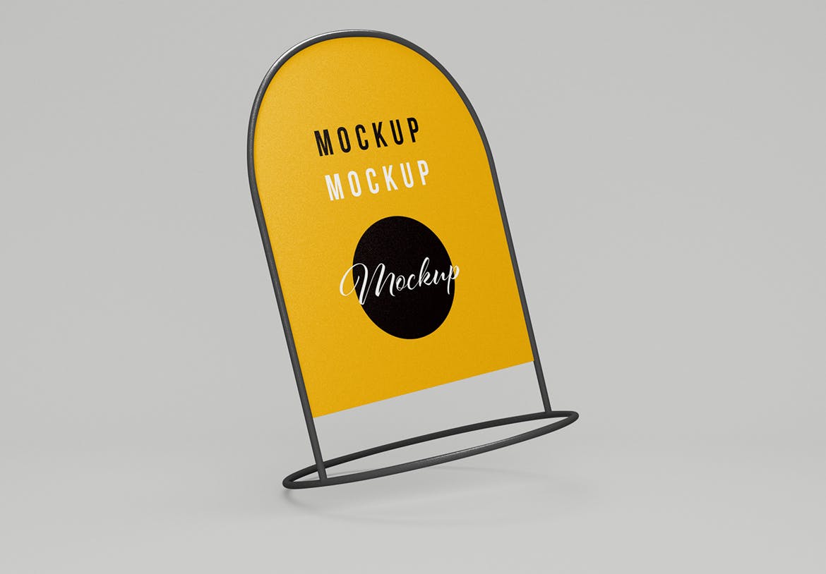圆形A型支架板广告展示样机 Rounded A-Stand Board Set Mockup 样机素材 sucaiwan.com