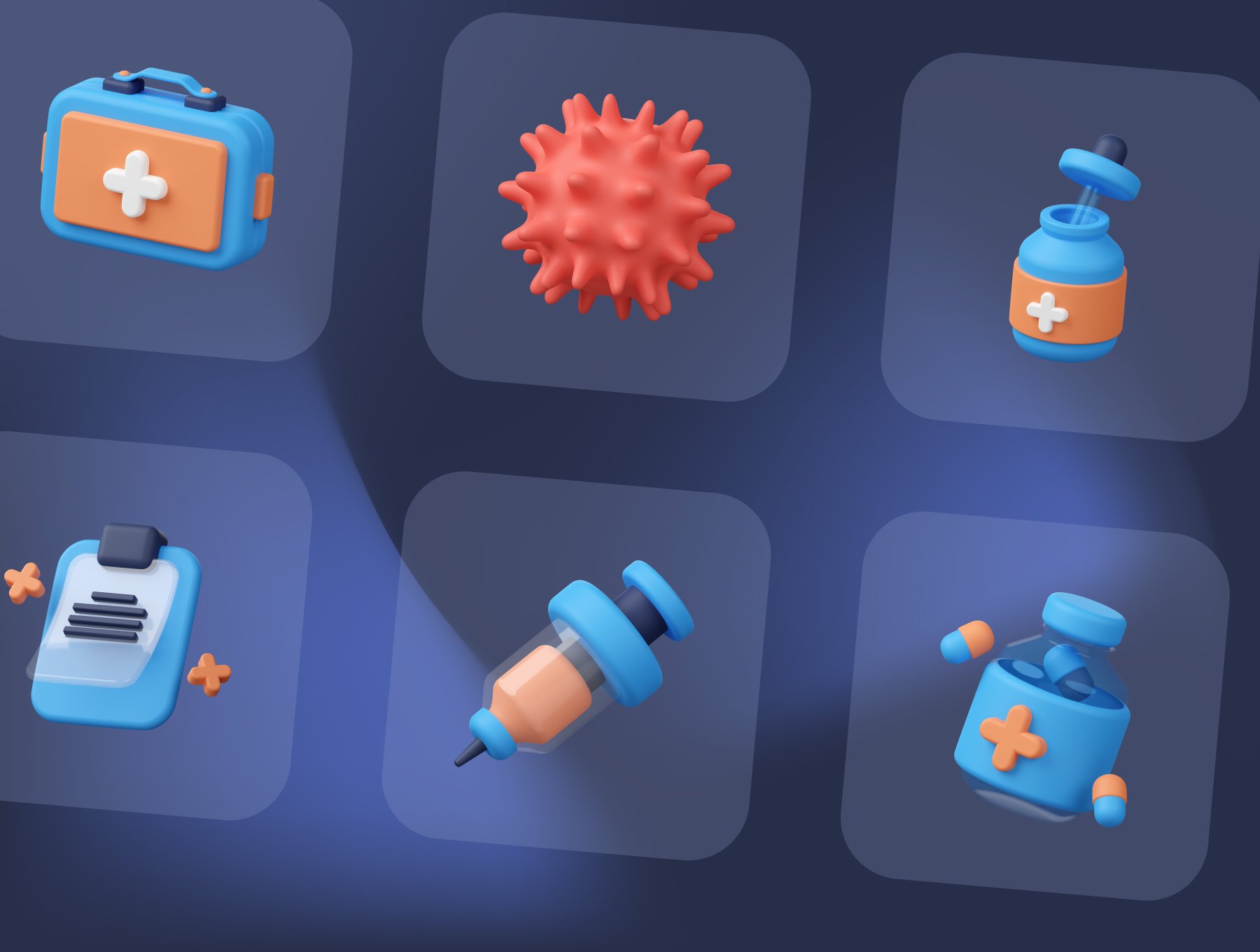 医院诊所机构药店药物药箱医疗主题3D插画图标素材合辑 Medical 3D Illustration set 图标素材 sucaiwan.com