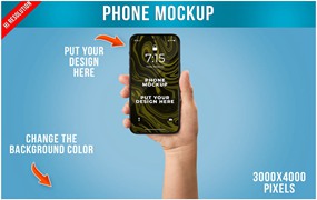 女性手拿智能手机UI展示样机模板 Phone Mockup in Woman Hand Template