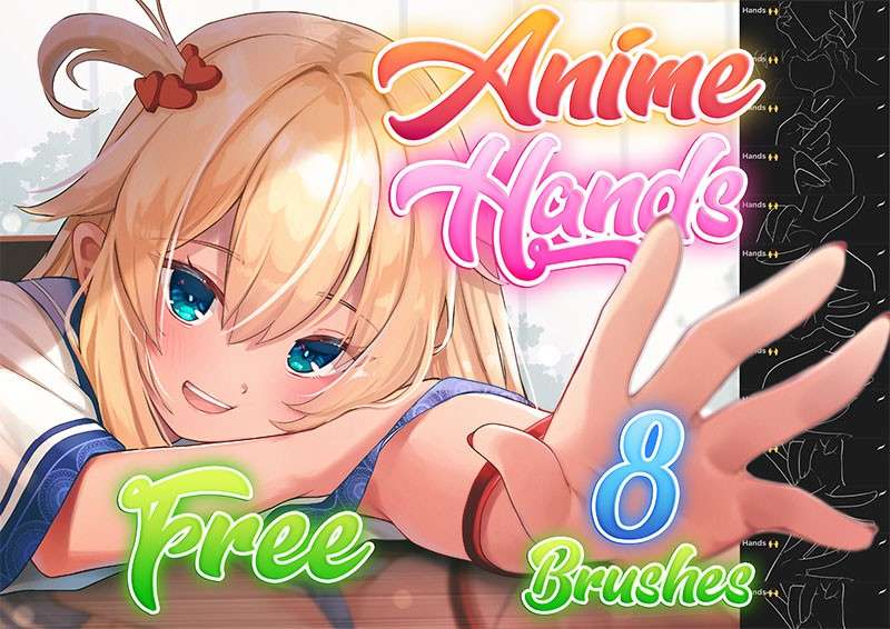 8个动漫手势Procreate笔刷 笔刷资源 sucaiwan.com
