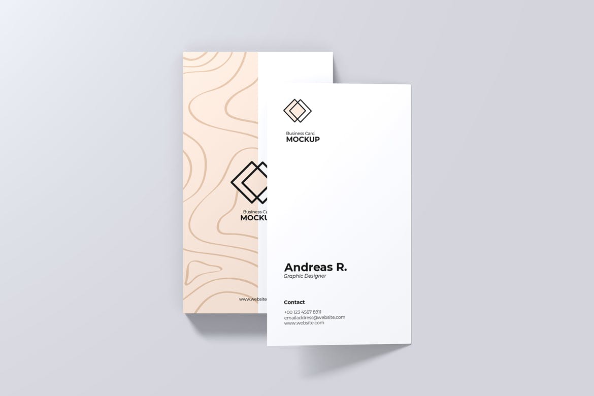 竖版名片设计演示样机 Portrait Business Card Mockup 样机素材 sucaiwan.com