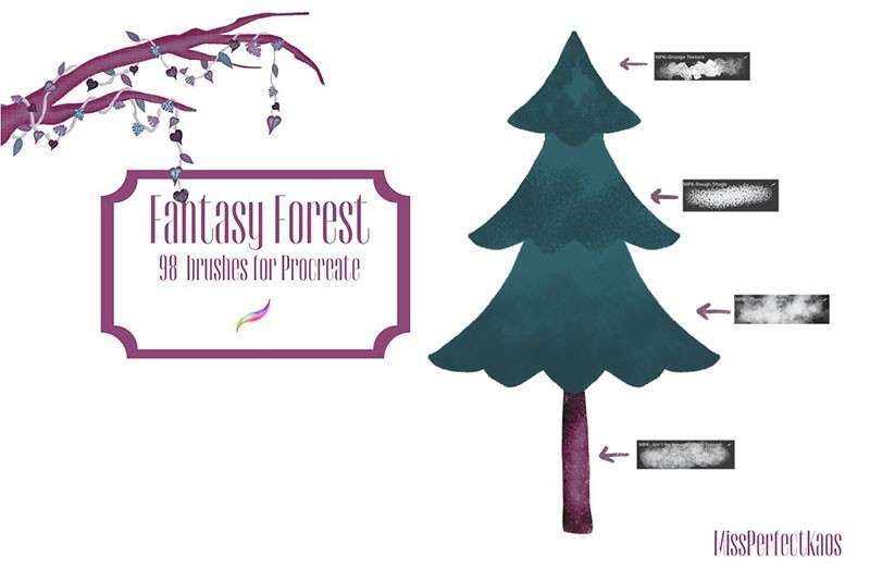 98个独特的阴影纹理Procreate笔刷 笔刷资源 sucaiwan.com