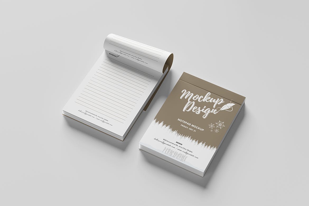 A6尺寸记事本开页效果图样机 Notepad A6 Open Mockup 样机素材 sucaiwan.com