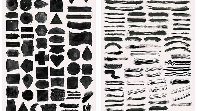 487个墨水形状和笔触图案PS笔刷套装 笔刷资源 sucaiwan.com