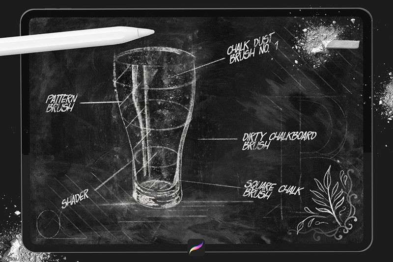 逼真的粉笔字效果Procreate笔刷 笔刷资源 sucaiwan.com