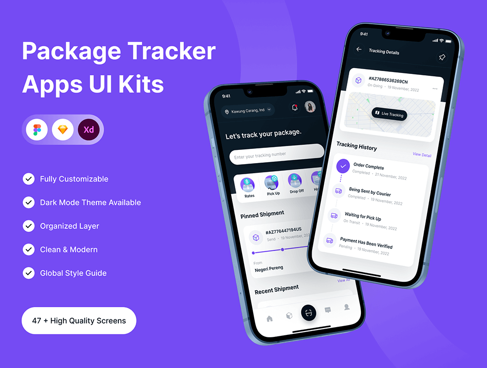 包裹追踪应用程序UI套件 APP UI sucaiwan.com
