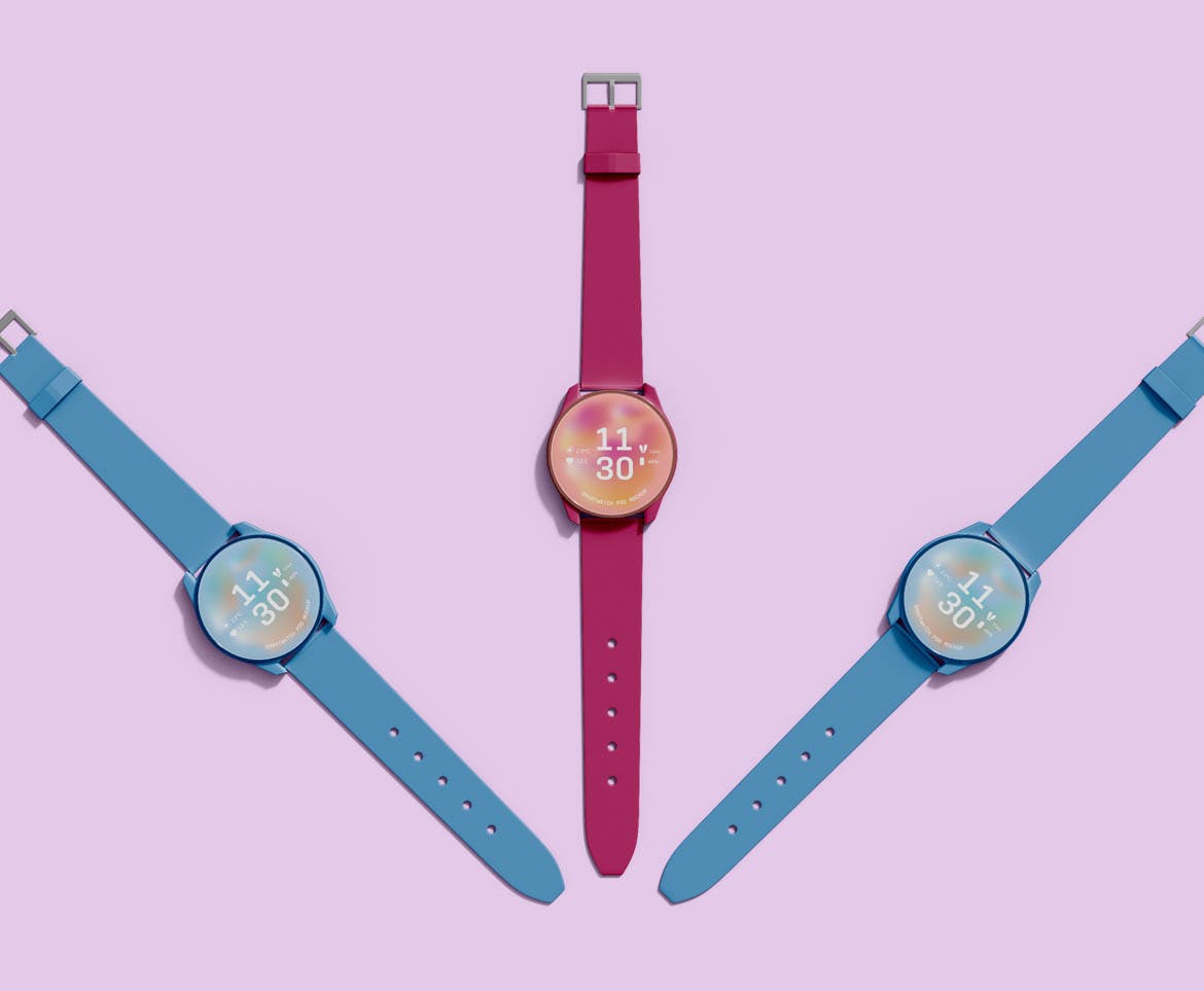 数字智能手表屏幕样机模板 Digital Smartwatch Screen Mockup 样机素材 sucaiwan.com