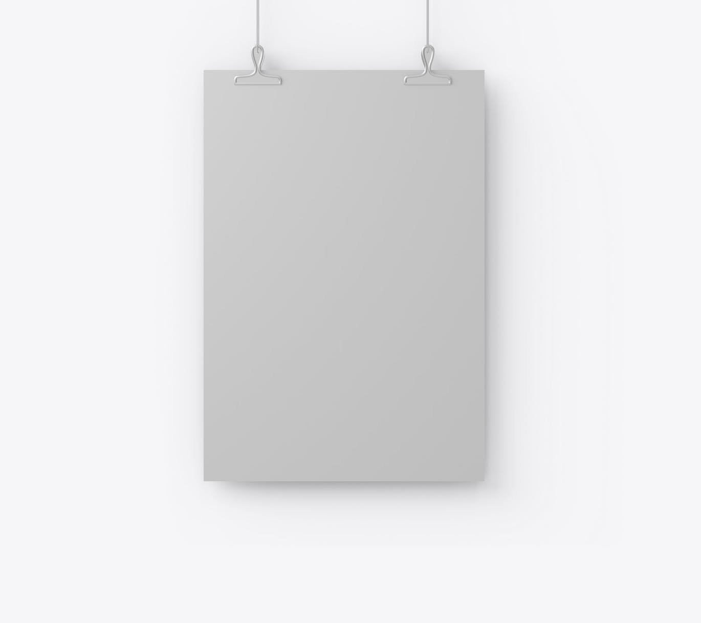 垂直悬挂海报设计样机 Isolated Vertical Hanging Poster Mockup 样机素材 sucaiwan.com