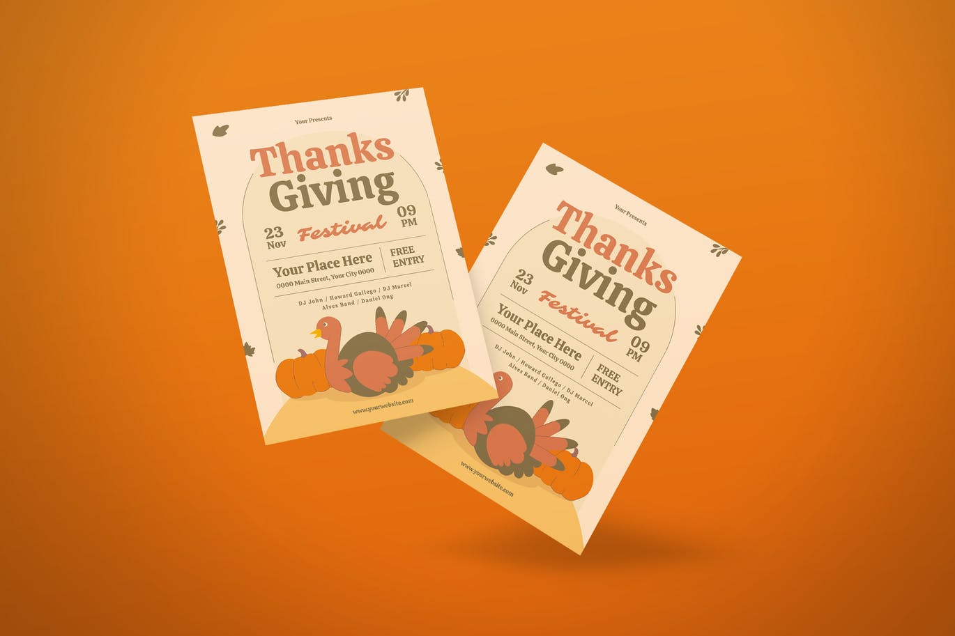 感恩节节日海报设计 Thanksgiving Flyer 设计素材 sucaiwan.com