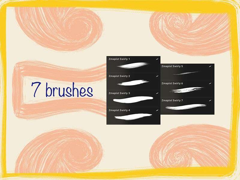 Procreate漩涡线条装饰笔刷 笔刷资源 sucaiwan.com