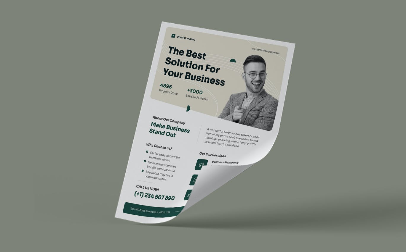 公司业务传单模板 Corporate Business Flyer Template 设计素材 sucaiwan.com