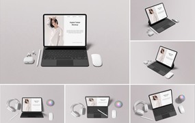 带键盘的iPad Pro平板电脑样机模板 iPad Pro With Keyboard Mockup