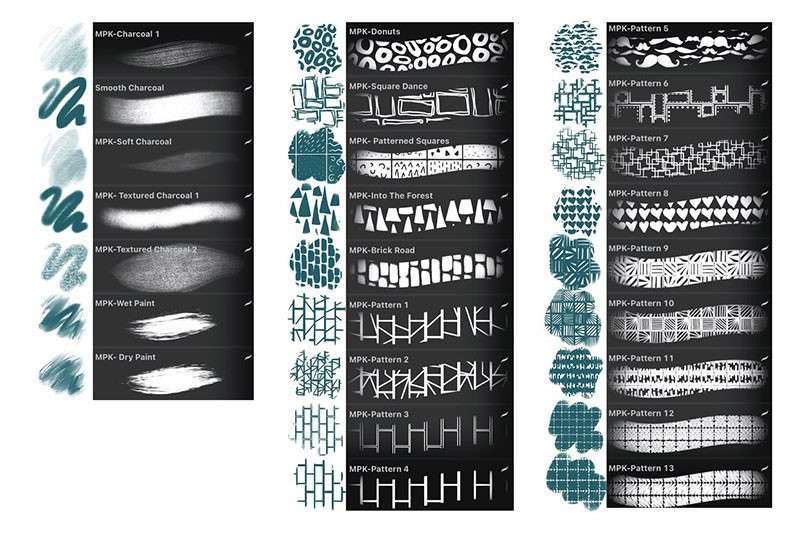 98个独特的阴影纹理Procreate笔刷 笔刷资源 sucaiwan.com