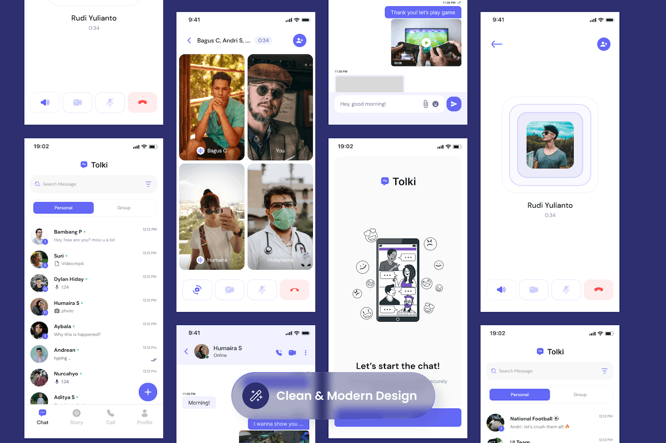 聊天App移动应用程序UI套件 Tolki – Chatting Mobile App UI Kits APP UI sucaiwan.com