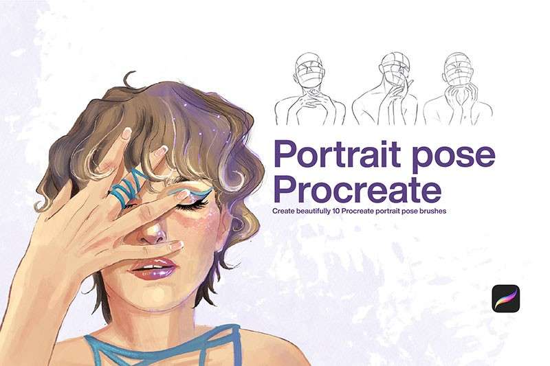 10个拍照姿势Procreate线稿笔刷 笔刷资源 sucaiwan.com