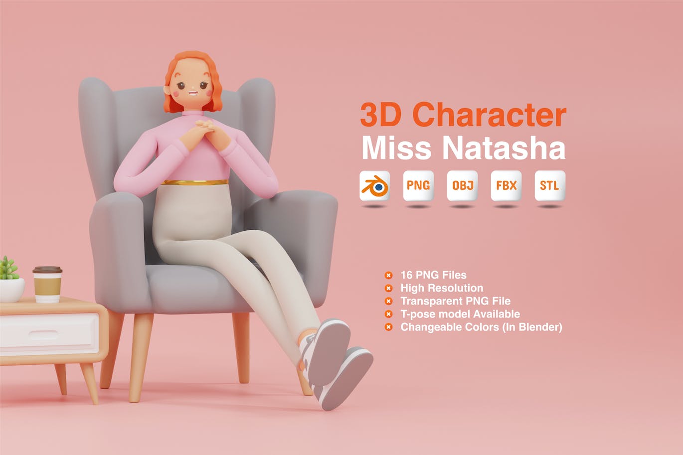 娜塔莎小姐3D角色 Miss Natasha 3D Character 图片素材 sucaiwan.com