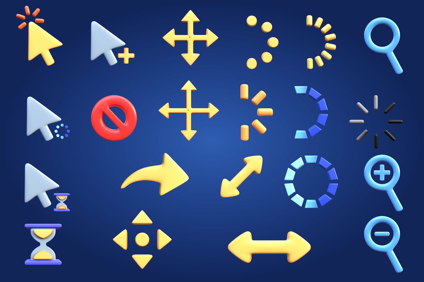 3D鼠标光标图标 3D Cursor Icon 图标素材 sucaiwan.com