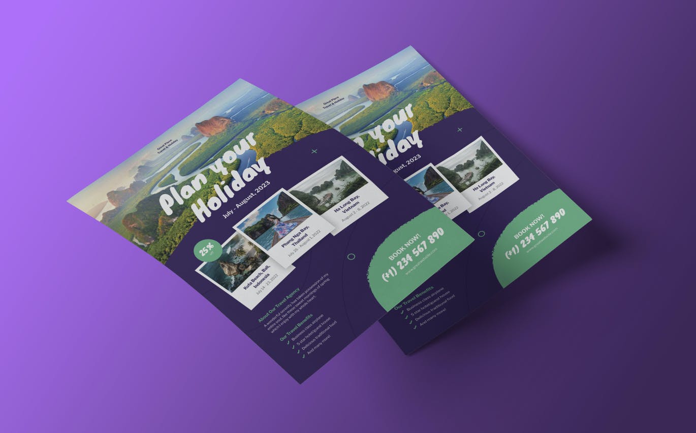 假日旅游海报设计模板 Holiday Travel Flyer Template 设计素材 sucaiwan.com
