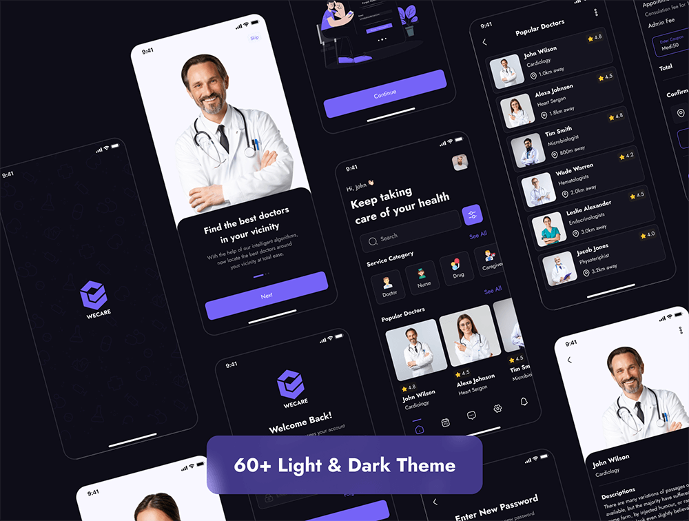 在线医生预约App应用程序UI套件 APP UI sucaiwan.com