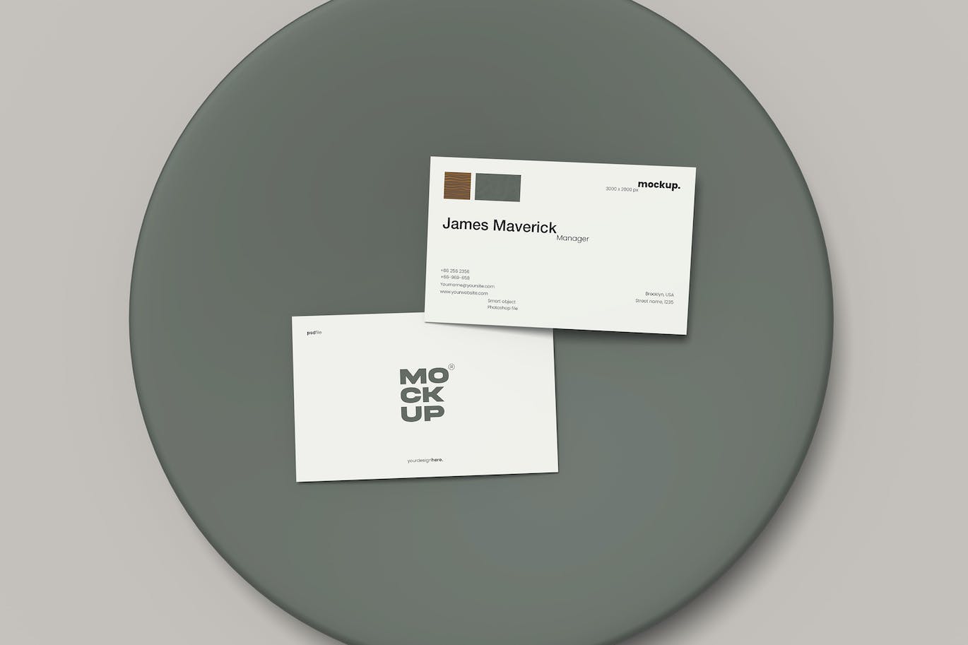 圆盘展示名片VI设计样机模板 Business Card Mockups 样机素材 sucaiwan.com