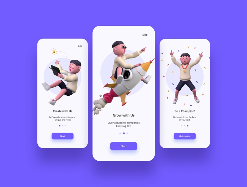 OU！趣味性和标志性特征的3D插图程序包 OUUU!!! 3D Illustration 设计素材 sucaiwan.com