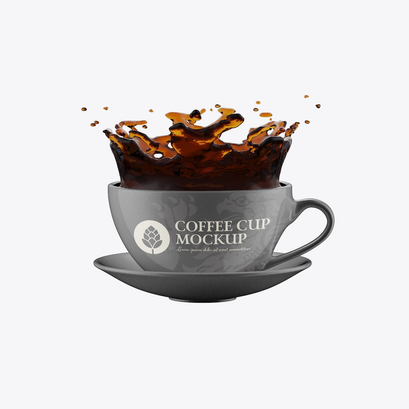 托盘咖啡杯品牌设计样机 Colorfull Coffee Cup with Splash Mockup 样机素材 sucaiwan.com