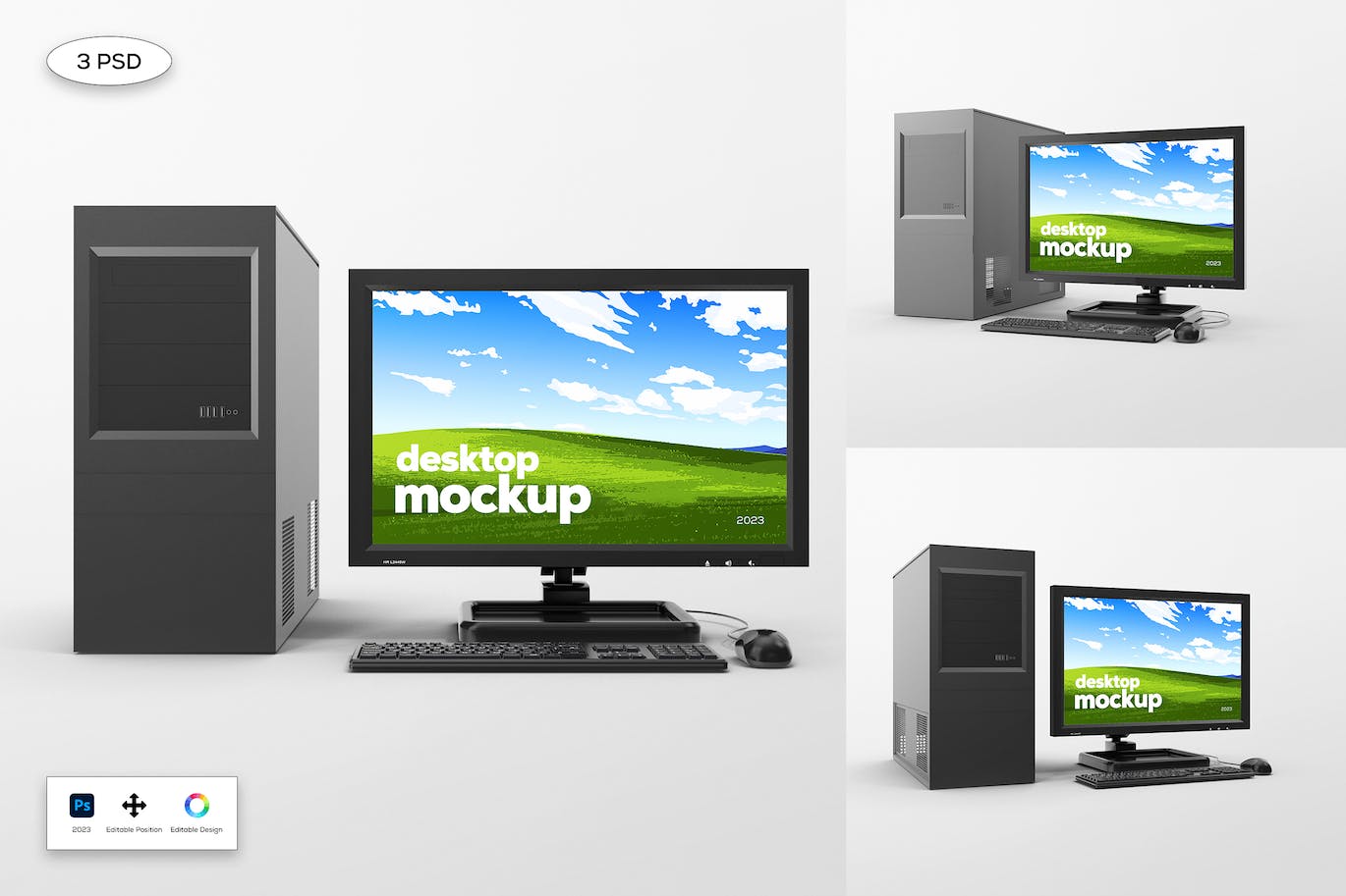 经典台式电脑样机模板 Desktop Computer Set Mockup 样机素材 sucaiwan.com