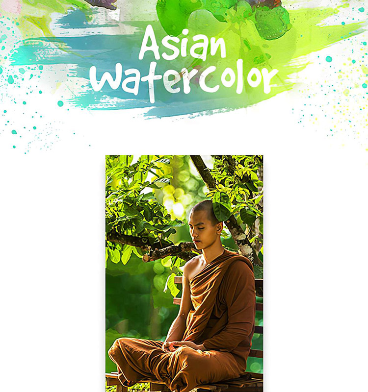 PS插件：PS动作特效插件 中国风照片一键生成手绘水墨水彩画效果设计素材 插件预设 sucaiwan.com