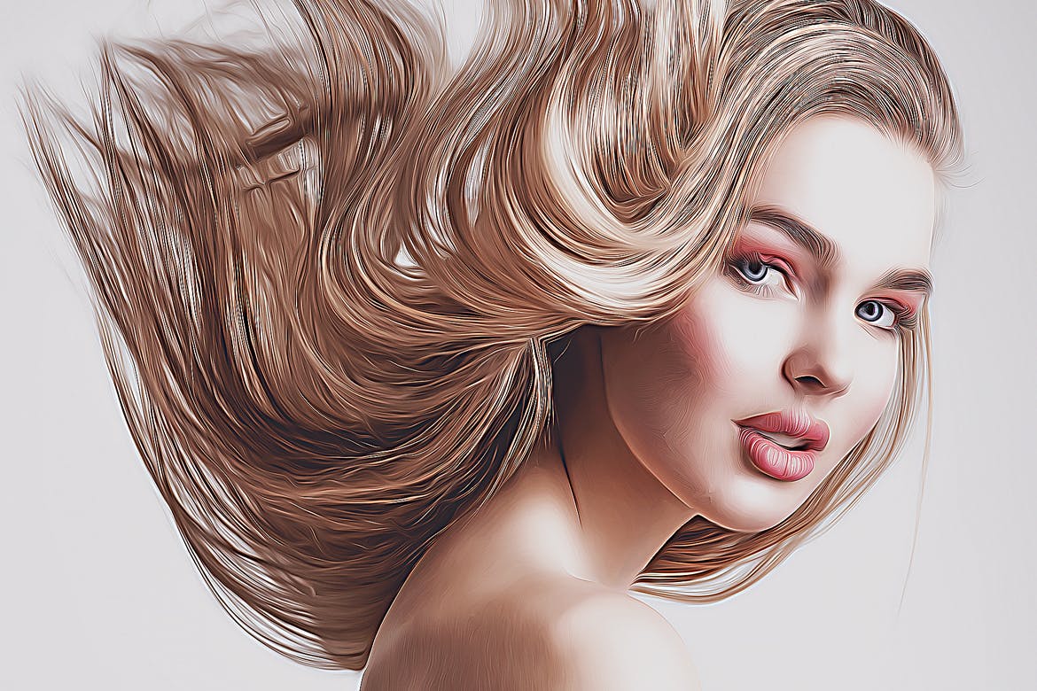 精细的卡通油画照片效果ps动作 Detailed Oil Painting Action 插件预设 sucaiwan.com