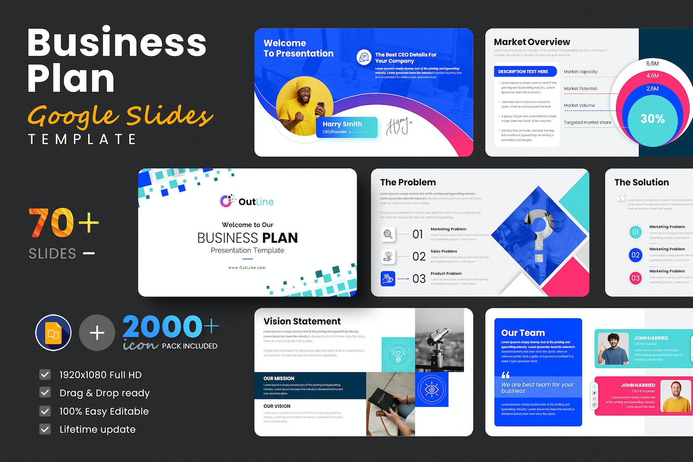 商业计划方案谷歌幻灯片演示文稿模板 Business Plan Google Slides Presentation Template 幻灯图表 sucaiwan.com
