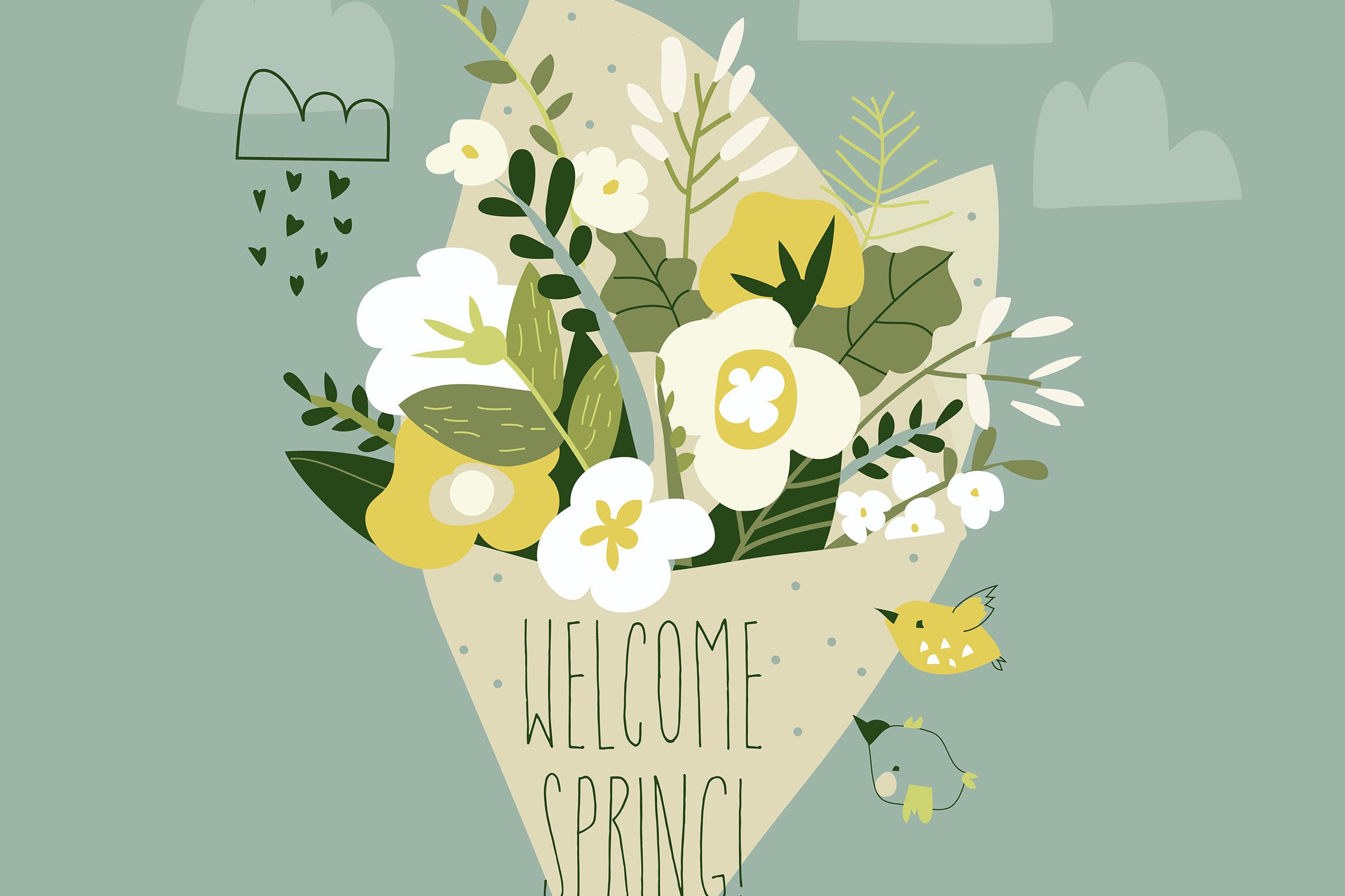 可爱的春天花束矢量插画 Cute spring bouquet of flowers. Vector illustratio 图片素材 sucaiwan.com