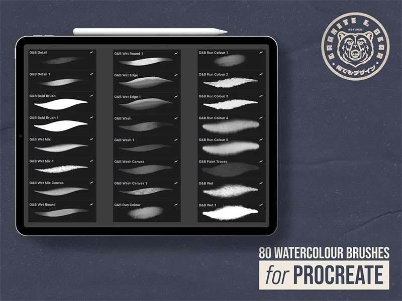 逼真的水彩画Procreate笔刷 笔刷资源 sucaiwan.com