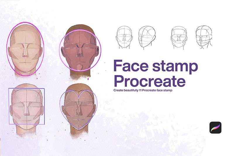 10种男性脸型Procreate线稿笔刷 笔刷资源 sucaiwan.com